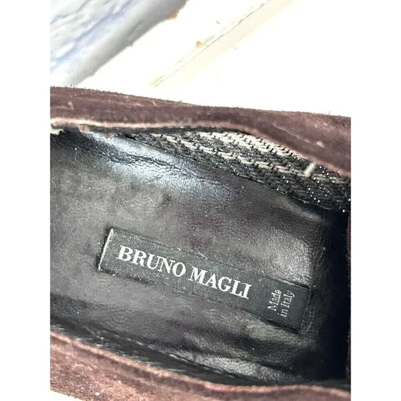 Bruno Magli Womens Size 8 Brown Suede Slip On Lace Up Casual Oxford Loafers