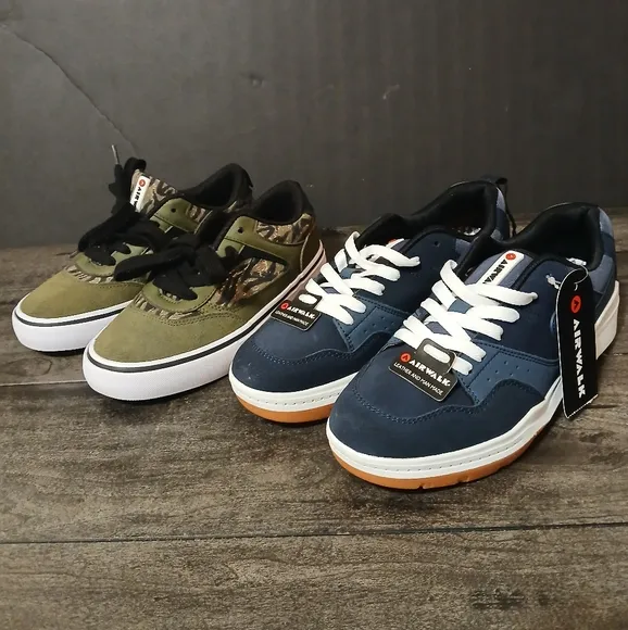 BUNDLE Airwalk Blue and Green Sneakers Versatile Casual Style Boy's Sz 3 &amp; 4