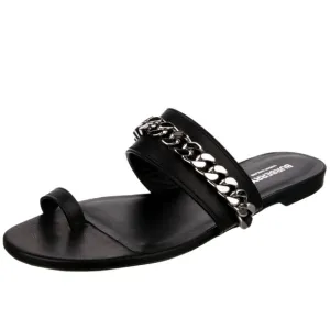 Burberry Black Chain Detail Sandals | Women’s Size: 8.5 or 38.5