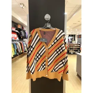 Burberry Nova Check Plaid Knit V Neck Cardigan Sweater Prorsum London Vintage