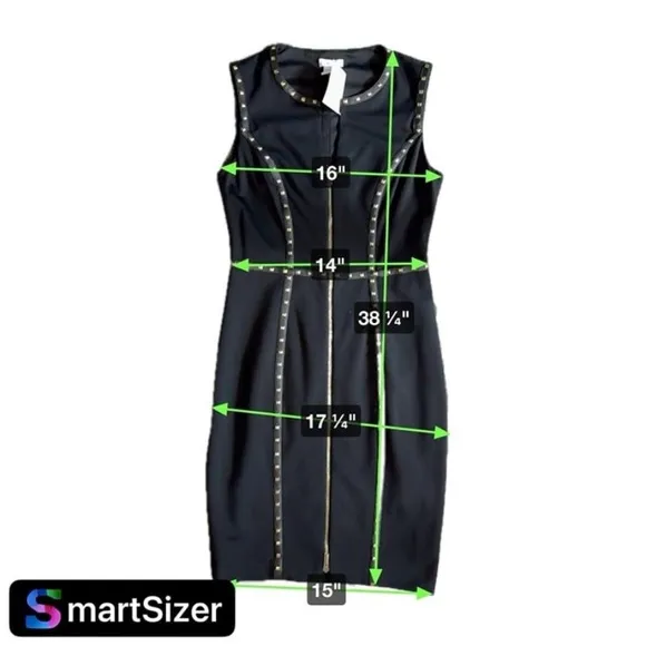 Cache NWT black dress with gold tone rock studs in sz 6. Stretchy.