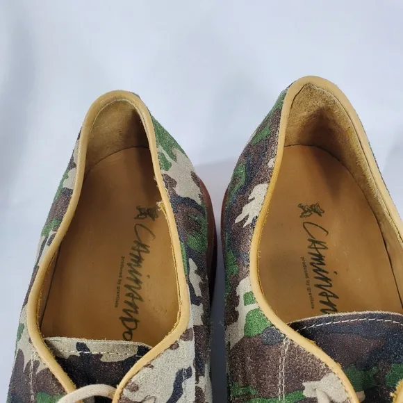 Caminando Mens 13 Leather Oxford Derby Shoes Camo Camouflage Lace Up Casual NWOT