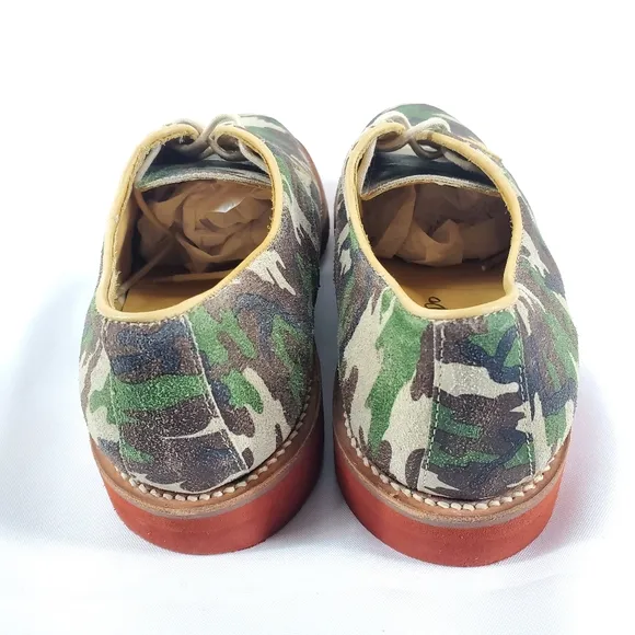 Caminando Mens 13 Leather Oxford Derby Shoes Camo Camouflage Lace Up Casual NWOT