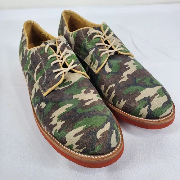 Caminando Mens 13 Leather Oxford Derby Shoes Camo Camouflage Lace Up Casual NWOT