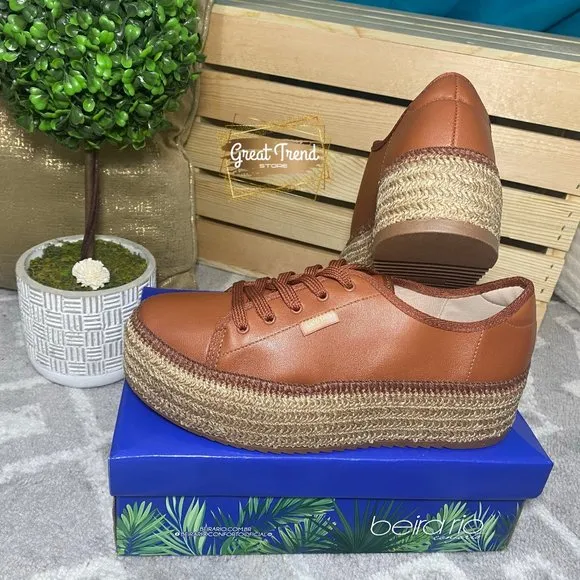 Casual Wedge Espadrille Sneakers Brown Napa Turim