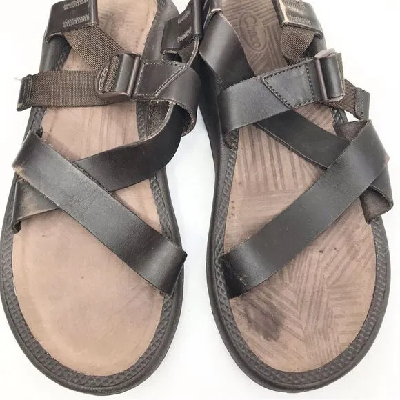 CHACO Wayfarer Brown Mens Leather Buckle Sandals