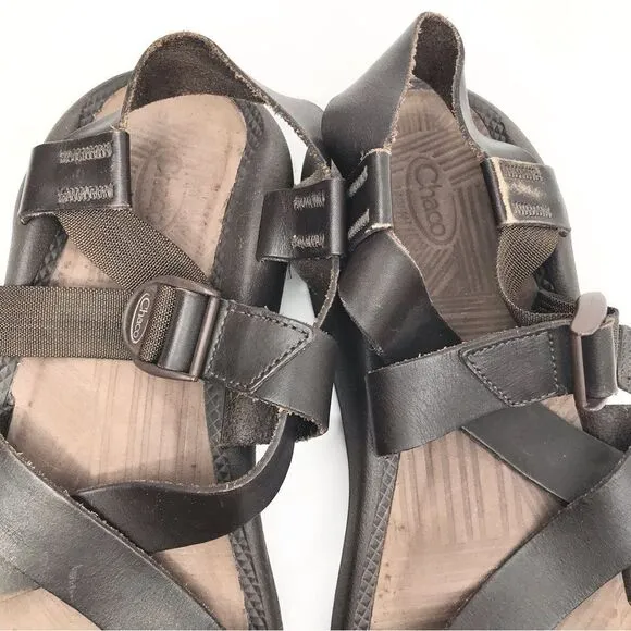 CHACO Wayfarer Brown Mens Leather Buckle Sandals