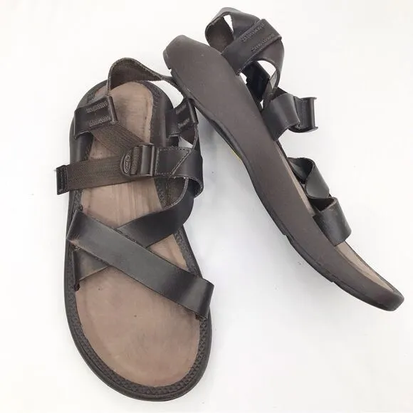 CHACO Wayfarer Brown Mens Leather Buckle Sandals