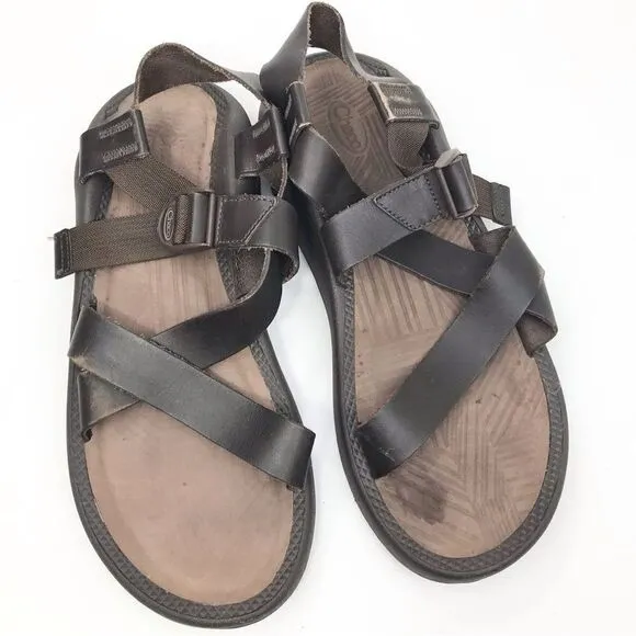 CHACO Wayfarer Brown Mens Leather Buckle Sandals