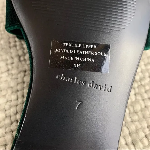 Charles David bow slipper sandals velvet green