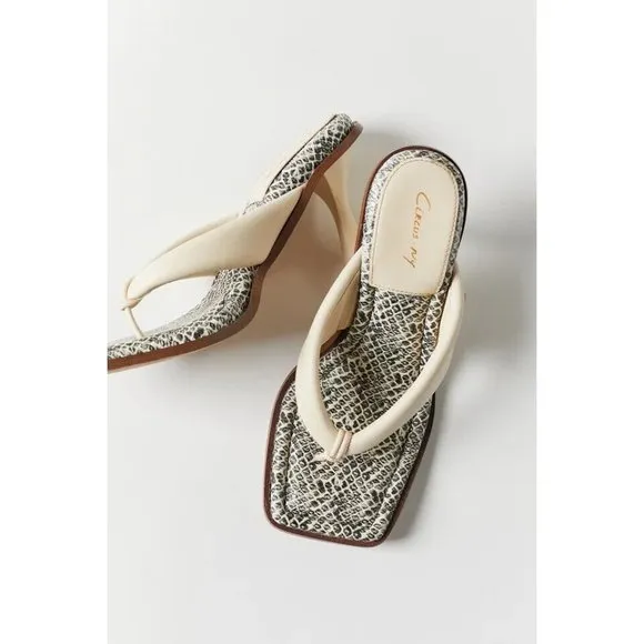 Circus by Sam Edelman 7M Skeet Square-Toe Dress Sandals Womens Shoes Thong Heels
