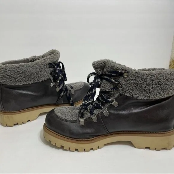 Circus by Sam Edelman Kilbourn Asphalt Shearling Almond Toe Hiking Ankle Boots