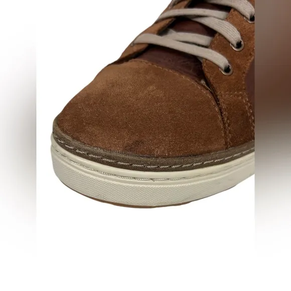 Clarks Mens 11.5 Shoes Sneakers Suede Leather Brown Casual Distressed Rustic