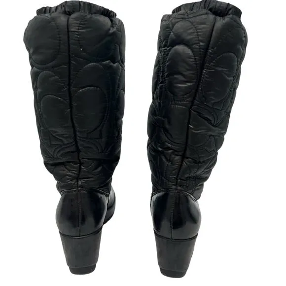Coach Cantina Womens Size 7B Brown Quilted Boots Black Winter Rain Snow Designer