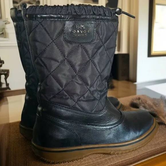COACH SAMARA ( 7 ) Anline Black Leather with Quilted Upper Silver Hardware
