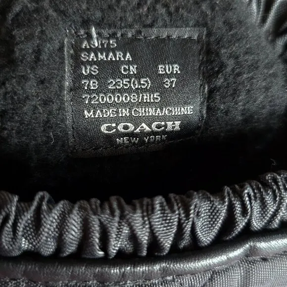 COACH SAMARA ( 7 ) Anline Black Leather with Quilted Upper Silver Hardware