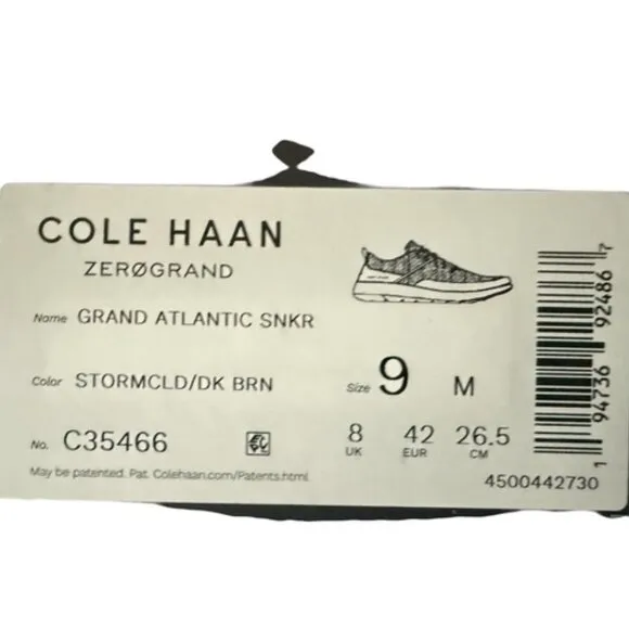 Cole Haan Mens Gray Mesh Brown Suede Zero Grand Atlantic Sneakers Sz 9 NEW
