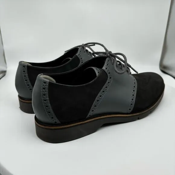 Cole Haan Mens Great Jones Saddle Black and Gray Oxford Dress Shoes Size 9.5