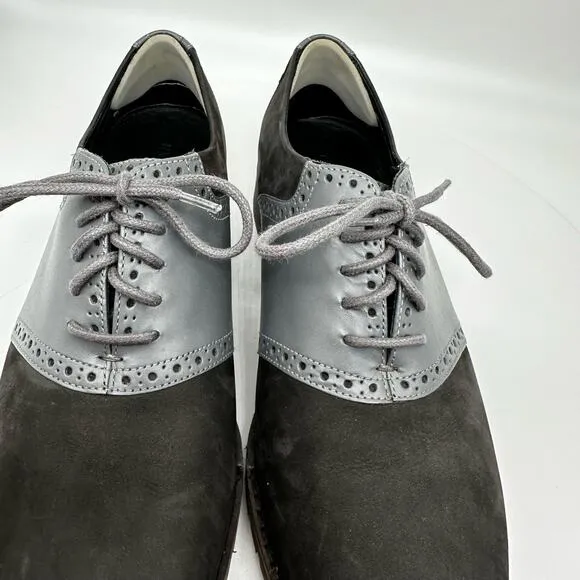Cole Haan Mens Great Jones Saddle Black and Gray Oxford Dress Shoes Size 9.5