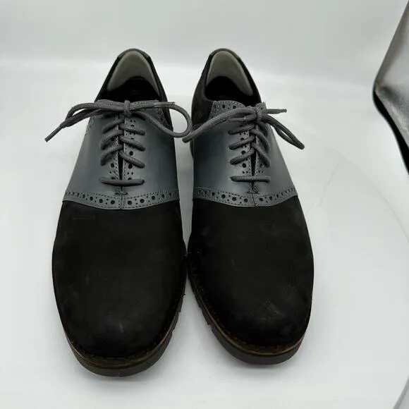 Cole Haan Mens Great Jones Saddle Black and Gray Oxford Dress Shoes Size 9.5
