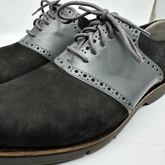 Cole Haan Mens Great Jones Saddle Black and Gray Oxford Dress Shoes Size 9.5