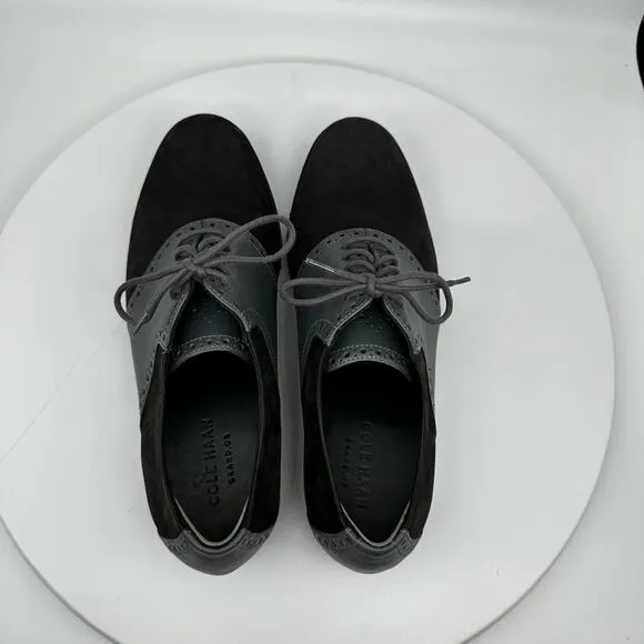 Cole Haan Mens Great Jones Saddle Black and Gray Oxford Dress Shoes Size 9.5