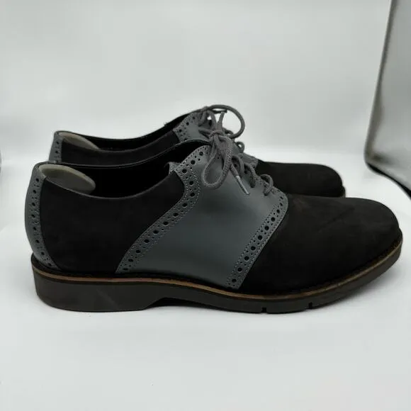 Cole Haan Mens Great Jones Saddle Black and Gray Oxford Dress Shoes Size 9.5