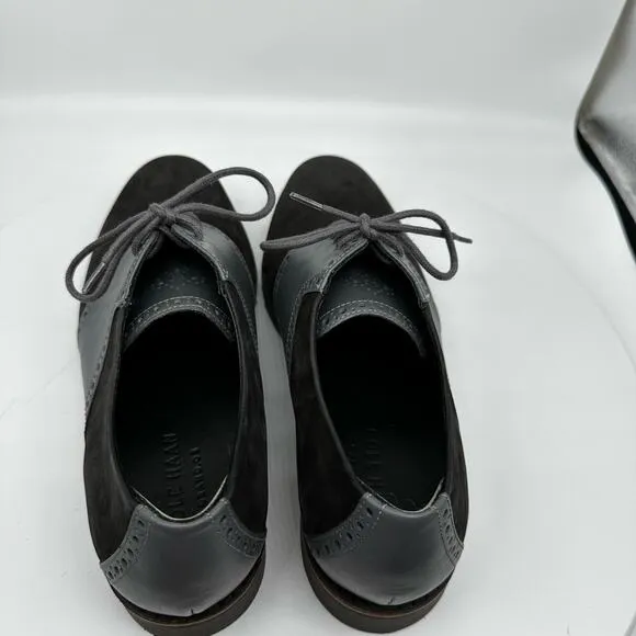 Cole Haan Mens Great Jones Saddle Black and Gray Oxford Dress Shoes Size 9.5