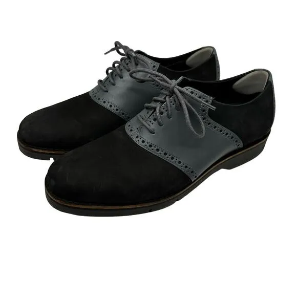 Cole Haan Mens Great Jones Saddle Black and Gray Oxford Dress Shoes Size 9.5
