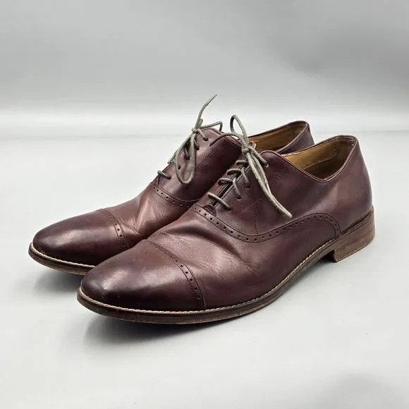 Cole Haan Men's Size 12 M GUC Cambridge Brown Leather Cap Toe Brogue Dress Shoes