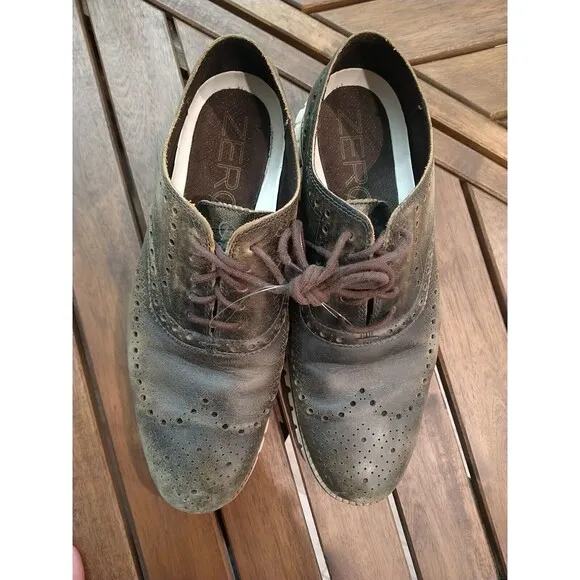 COLE HAAN Zero Grand Distressed Lace Up Brown 9.5 Casual Shoes