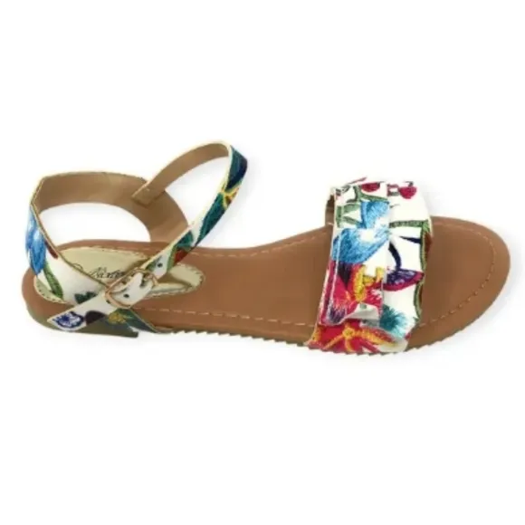 Colorful Floral Embroidered Sandals Sz 10