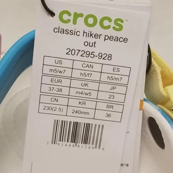 CROCS CLASSIC HIKER &quot;PEACE OUT&quot; ✌️ CROC SHOES - WOMEN'S SIZE 7