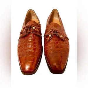 David Eden Alligator Shoes Men Size 11 Brown