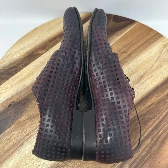 DOLCE &amp; GABBANA Net Derby Leather Maroon Black US Men’s 9 Dress Shoes