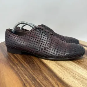 DOLCE &amp; GABBANA Net Derby Leather Maroon Black US Men’s 9 Dress Shoes