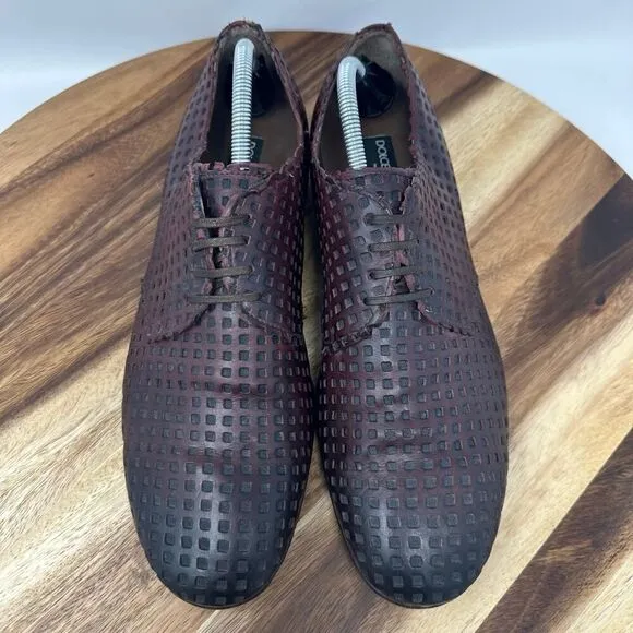 DOLCE &amp; GABBANA Net Derby Leather Maroon Black US Men’s 9 Dress Shoes