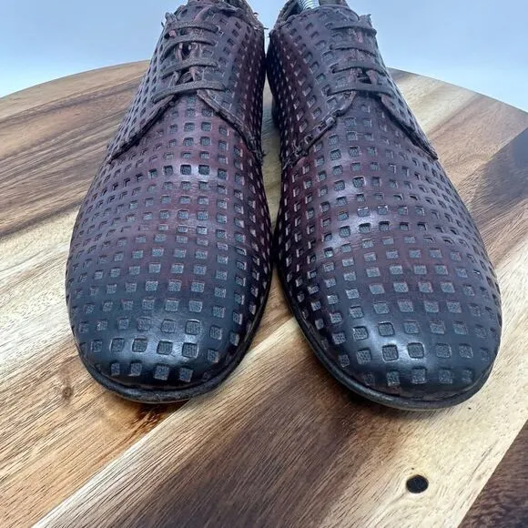 DOLCE &amp; GABBANA Net Derby Leather Maroon Black US Men’s 9 Dress Shoes