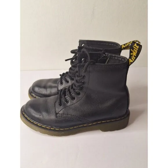 Dr. Martens Youth Boys 1460T Leather Lace Up Combat Boots-Size 2-Black  Camping