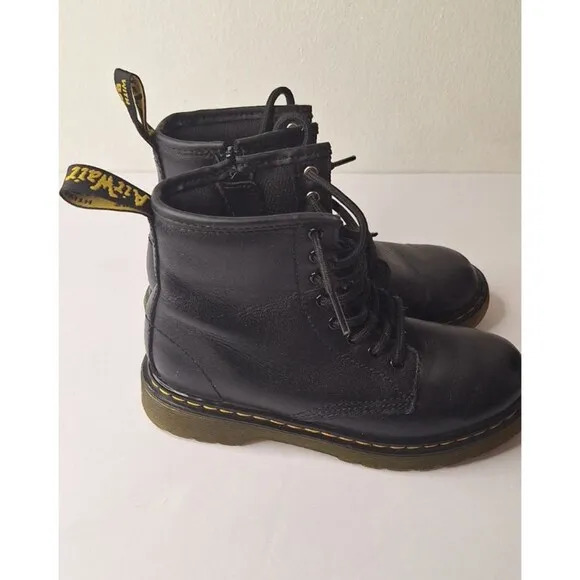 Dr. Martens Youth Boys 1460T Leather Lace Up Combat Boots-Size 2-Black  Camping