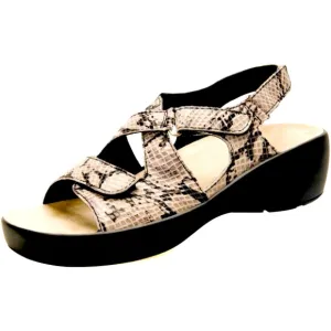 Drew Abby 9.5 Wide reptile print black taupe adjustable orthotic sandals EUC