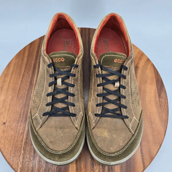 Ecco Biom Grip Shoes Men's 10 44 Brown Leather Lace Up Low Top Casual Sneakers