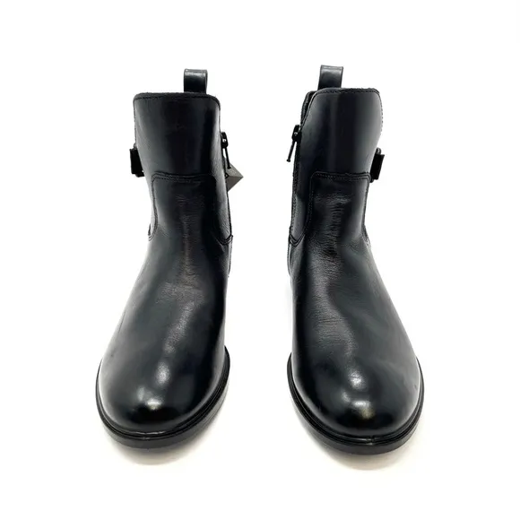 Ecco Gore-Tex Ankle Boots Size 5/36 Black Leather Low Heel Waterproof New NWT
