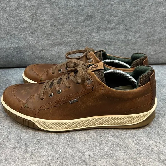 Ecco Men's Nubuck Leather Walking Shoes Brown Casual Sneakers Size 13