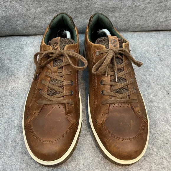 Ecco Men's Nubuck Leather Walking Shoes Brown Casual Sneakers Size 13