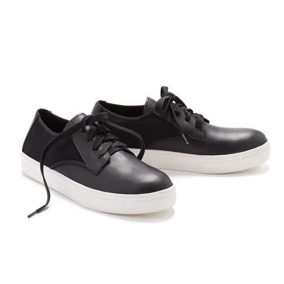 Eileen Fisher Koi Black Leather Mesh Casual Platform Padded Sneakers Comfy Shoes