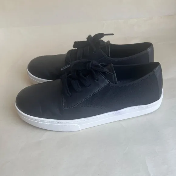 Eileen Fisher Koi Black Leather Mesh Casual Platform Padded Sneakers Comfy Shoes