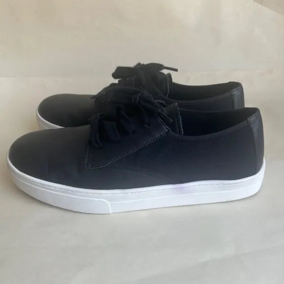 Eileen Fisher Koi Black Leather Mesh Casual Platform Padded Sneakers Comfy Shoes