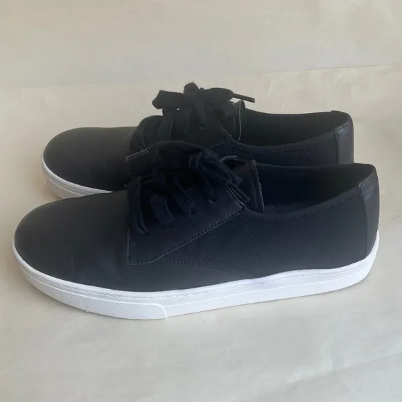 Eileen Fisher Koi Black Leather Mesh Casual Platform Padded Sneakers Comfy Shoes