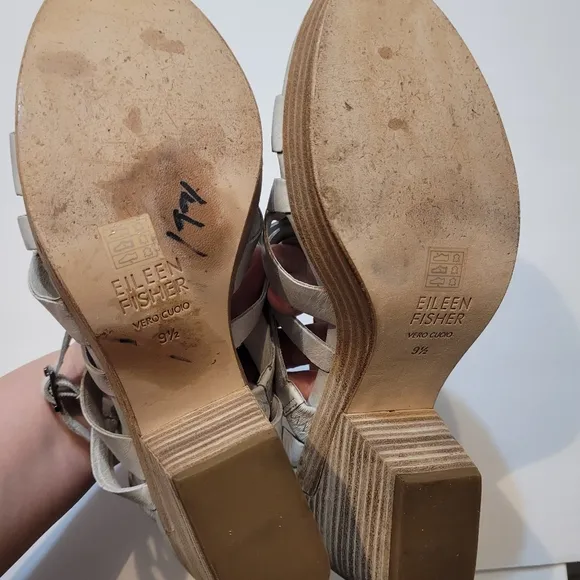 Eileen Fisher Light Blue Leather Sandals Size 9.5